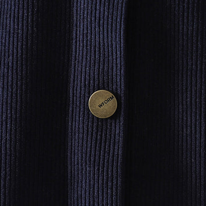Buddha Stones Commute Plain Buttons Cotton Corduroy Women's Long Sleeve Shirt