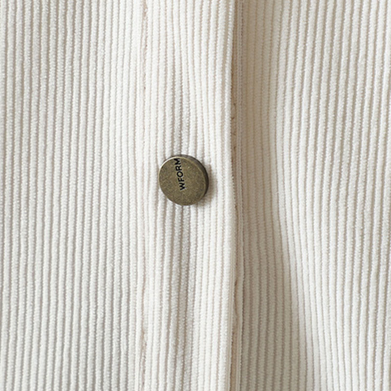 Buddha Stones Commute Plain Buttons Cotton Corduroy Women's Long Sleeve Shirt