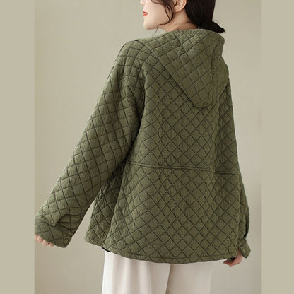 Buddha Stones Plain Hoodie Design Women's Cotton Thermal Long Sleeve Jacket With Pockets