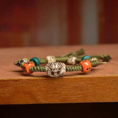 Buddha Stones Tibetan Dragon Pattern Dice Handmade Rope Bracelet