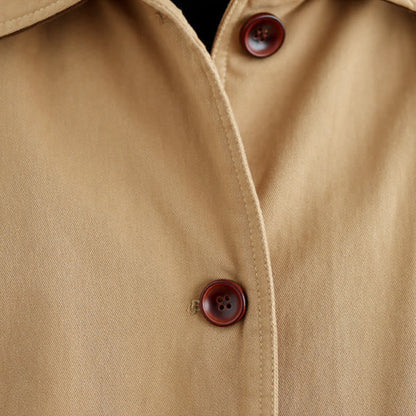 Buddha Stones Plain Lapel Buttons Design Women's Long Sleeve Quilted Cotton Jacket With Pockets