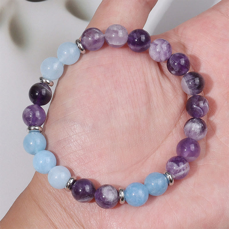 Buddha Stones Amethyst Aquamarine Spacer Beads Peace Bracelet