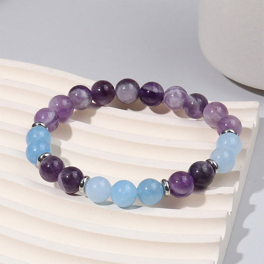 Buddha Stones Amethyst Aquamarine Spacer Beads Peace Bracelet