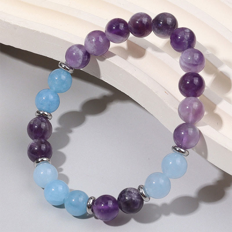 Buddha Stones Amethyst Aquamarine Spacer Beads Peace Bracelet