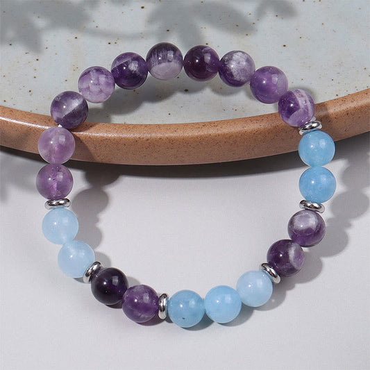 Buddha Stones Amethyst Aquamarine Spacer Beads Peace Bracelet