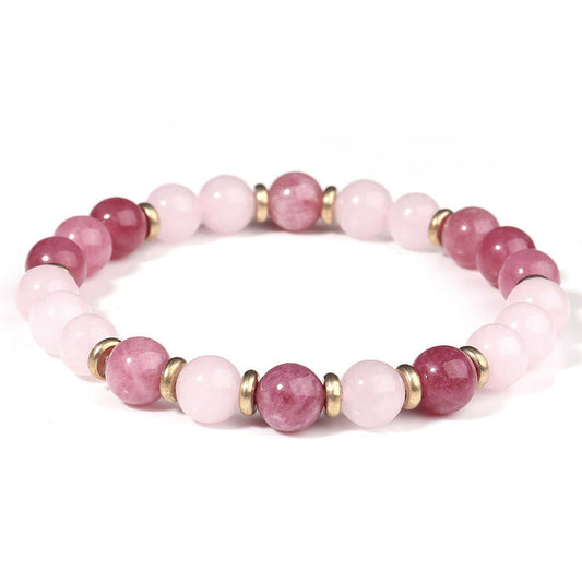 Buddha Stones Strawberry Quartz Pink Crystal Beads Love Positive Bracelet