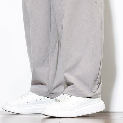 Buddha Stones Drawstring Solid Color Tapered Design Cotton Corduroy Men's Harem Pants With Pockets