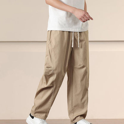 Buddha Stones Commute Spring Solid Color Drawstring Men's Harem Pants With Pockets