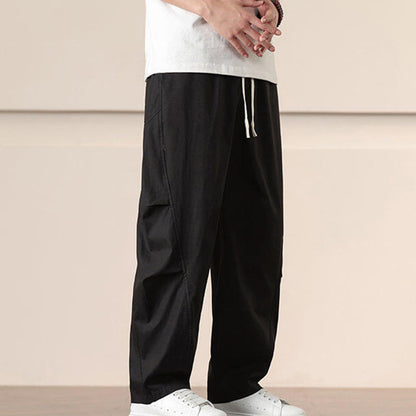 Buddha Stones Commute Spring Solid Color Drawstring Men's Harem Pants With Pockets