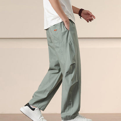 Buddha Stones Commute Spring Solid Color Drawstring Men's Harem Pants With Pockets