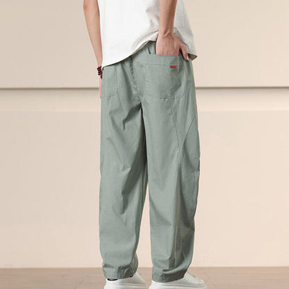 Buddha Stones Commute Spring Solid Color Drawstring Men's Harem Pants With Pockets