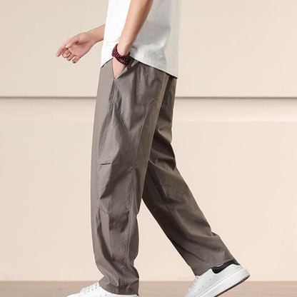 Buddha Stones Commute Spring Solid Color Drawstring Men's Harem Pants With Pockets