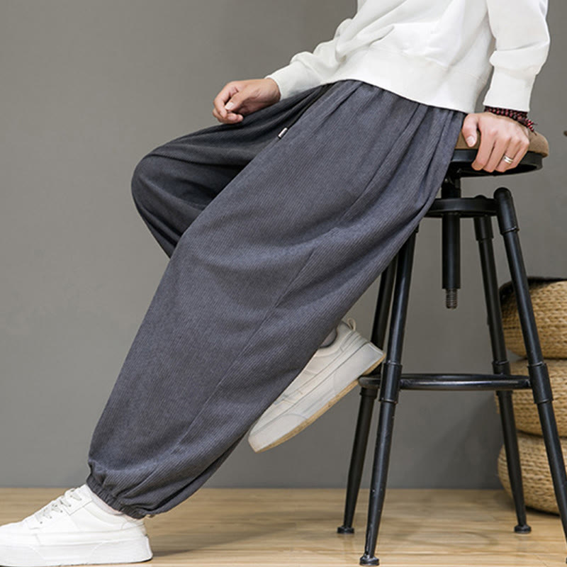 Buddha Stones Commute Plain Men's Thermal Fleece-Lined Ankle-Length Pants With Pockets