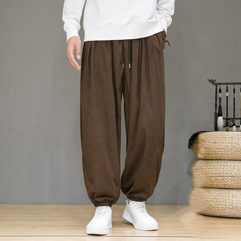 Buddha Stones Commute Plain Men's Thermal Fleece-Lined Ankle-Length Pants With Pockets