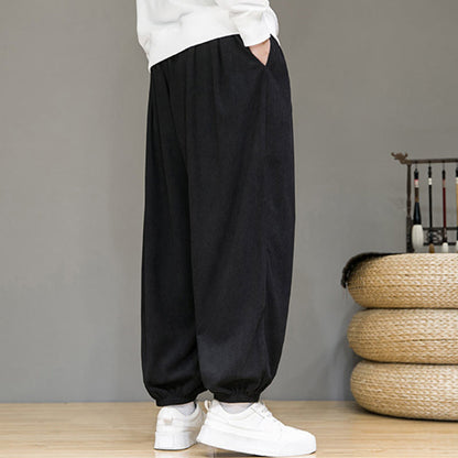 Buddha Stones Commute Plain Men's Thermal Fleece-Lined Ankle-Length Pants With Pockets