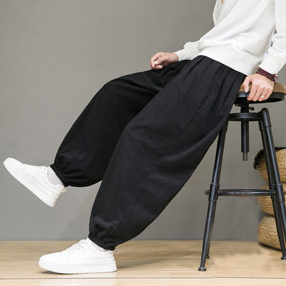 Buddha Stones Commute Plain Men's Thermal Fleece-Lined Ankle-Length Pants With Pockets