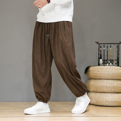 Buddha Stones Commute Plain Men's Thermal Fleece-Lined Ankle-Length Pants With Pockets
