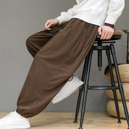 Buddha Stones Commute Plain Men's Thermal Fleece-Lined Ankle-Length Pants With Pockets