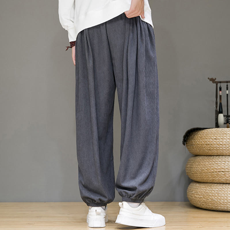 Buddha Stones Commute Plain Men's Thermal Fleece-Lined Ankle-Length Pants With Pockets