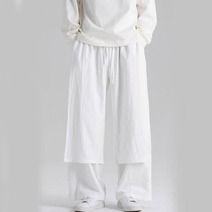 Buddha Stones Plain Patchwork Design Men's Cotton Pants With Pockets