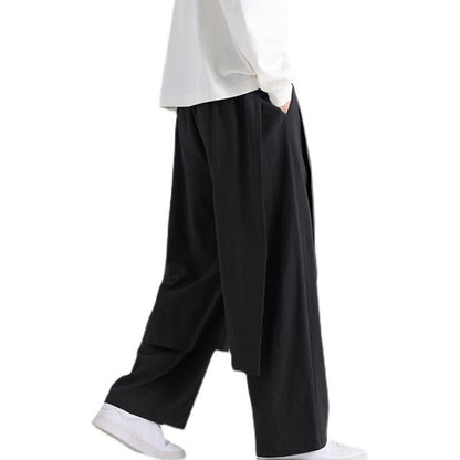 Buddha Stones Plain Patchwork Design Men's Cotton Pants With Pockets
