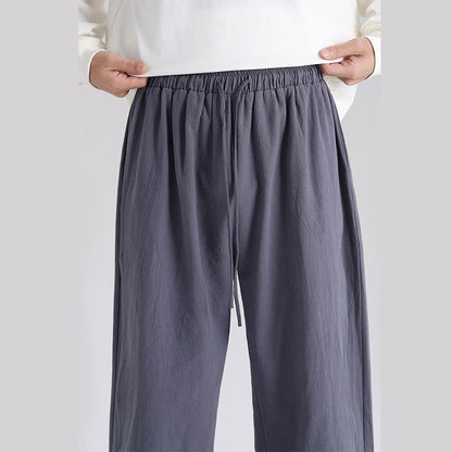 Buddha Stones Plain Patchwork Design Men's Cotton Pants With Pockets