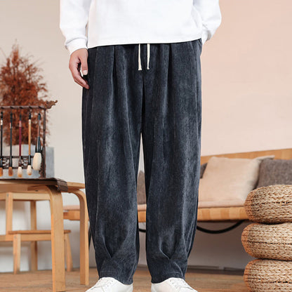 Buddha Stones Casual Solid Color Simple Design Men's Cotton Pants With Pockets