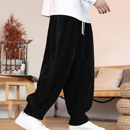 Buddha Stones Casual Solid Color Simple Design Men's Cotton Pants With Pockets