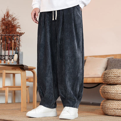 Buddha Stones Casual Solid Color Simple Design Men's Cotton Pants With Pockets