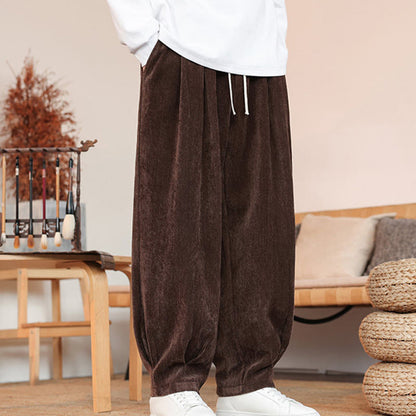 Buddha Stones Casual Solid Color Simple Design Men's Cotton Pants With Pockets