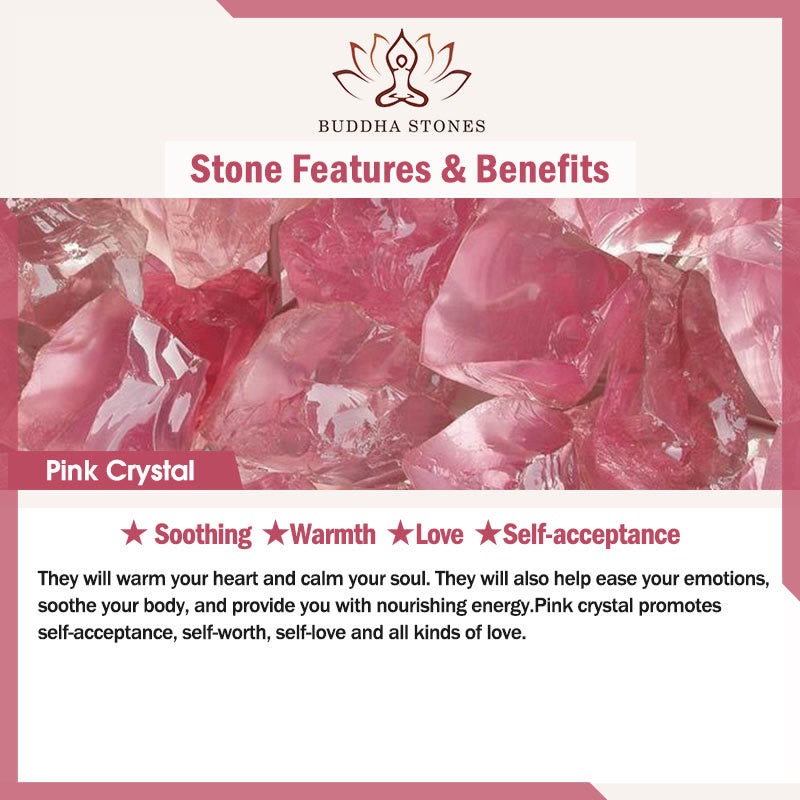 Buddha Stones 925 Sterling Silver Lotus Design Natural Pink Crystal Soothing Bracelet