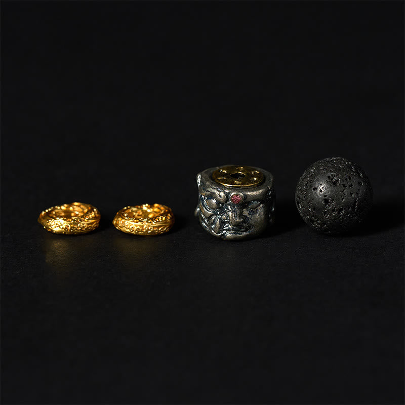 Buddha Stones Natural Lava Rock Buddha Face Support Bracelet