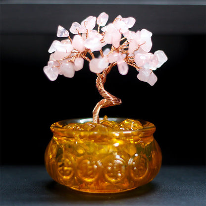 Buddha Stones Various Crystal Citrine Amethyst Pink Crystal Tree Prosperity Home Decoration