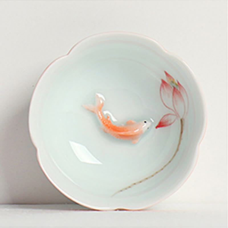 Buddha Stones Koi Fish Lotus Hand Teacup Kung Fu Tea Cup