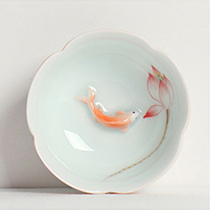 Buddha Stones Koi Fish Lotus Hand Teacup Kung Fu Tea Cup