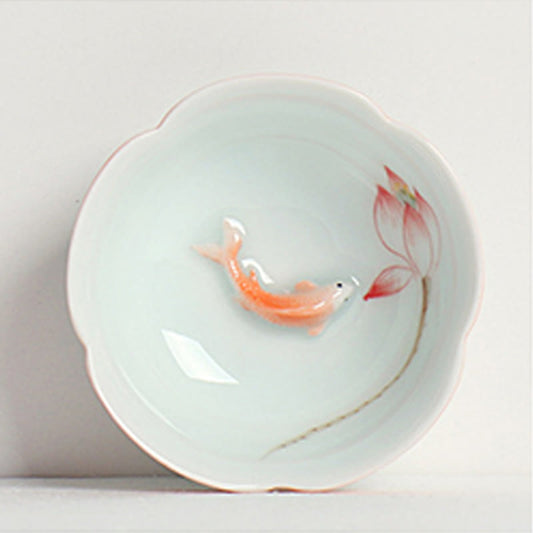 Buddha Stones Koi Fish Lotus Hand Teacup Kung Fu Tea Cup