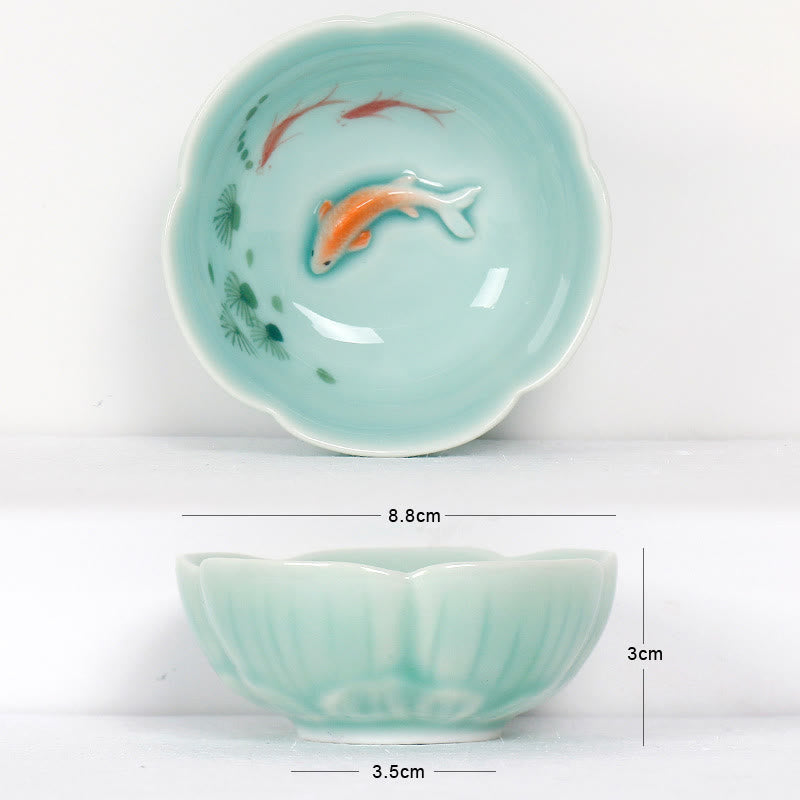 Buddha Stones Koi Fish Lotus Hand Teacup Kung Fu Tea Cup