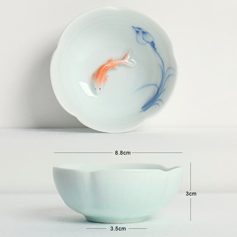 Buddha Stones Koi Fish Lotus Hand Teacup Kung Fu Tea Cup