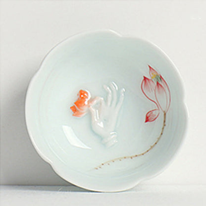Buddha Stones Koi Fish Lotus Hand Teacup Kung Fu Tea Cup