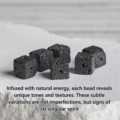 FREE Today: Support and Fortune Natural Frosted Black Onyx Square Lava Rock Bracelet