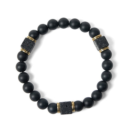 FREE Today: Support and Fortune Natural Frosted Black Onyx Square Lava Rock Bracelet