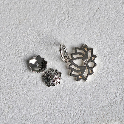 Buddha Stones 925 Sterling Silver Lotus Design Natural White Turquoise Wealth Bracelet
