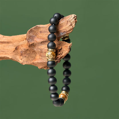 FREE Today: Fortune and Protection Natural Frosted Black Onyx Picture Jasper Bracelet