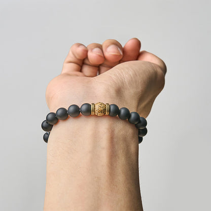 FREE Today: Fortune and Protection Natural Frosted Black Onyx Picture Jasper Bracelet