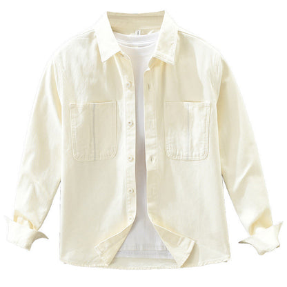 Buddha Stones Spring Commute Buttons Long Sleeve Shirt Men Cotton Clothing With Pockets