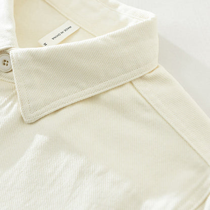 Buddha Stones Spring Commute Buttons Long Sleeve Shirt Men Cotton Clothing With Pockets