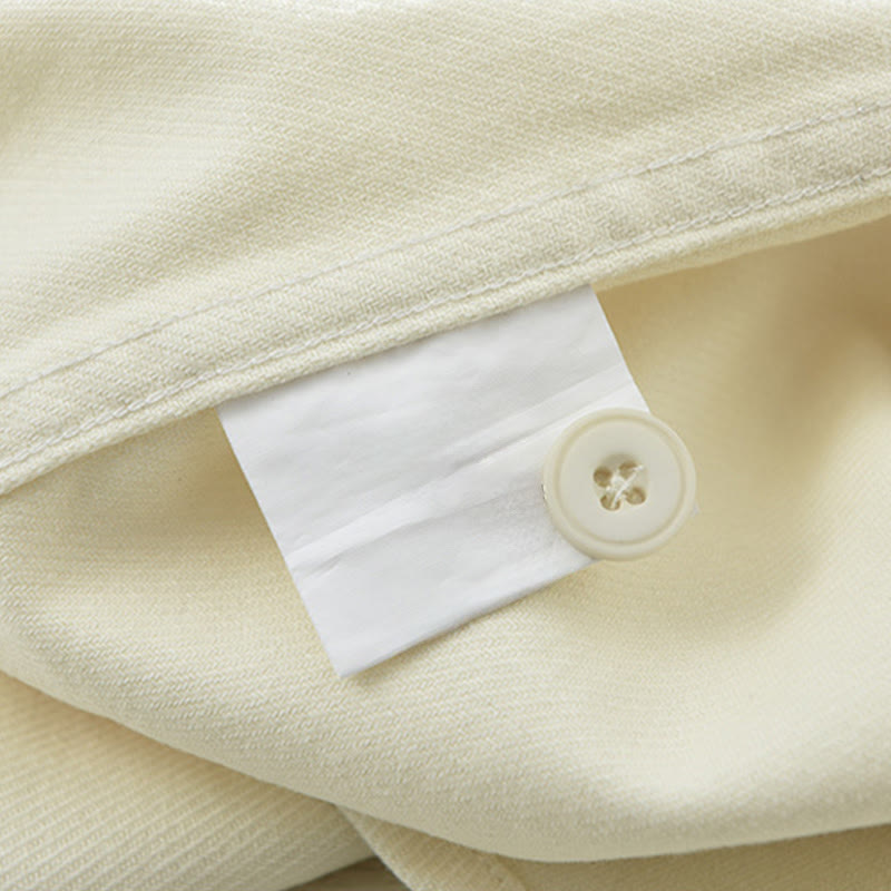 Buddha Stones Spring Commute Buttons Long Sleeve Shirt Men Cotton Clothing With Pockets