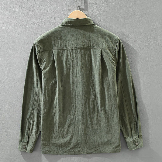 Buddha Stones Daily Long Sleeve Buttons Simple Design Men's Shirt With Pockets