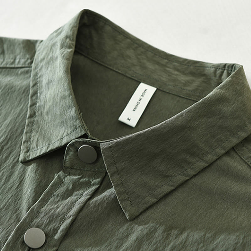 Buddha Stones Daily Long Sleeve Buttons Simple Design Men's Shirt With Pockets