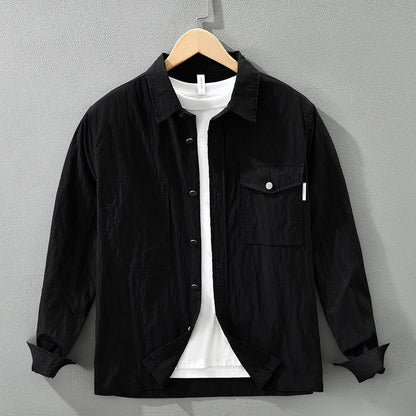 Buddha Stones Daily Long Sleeve Buttons Simple Design Men's Shirt With Pockets
